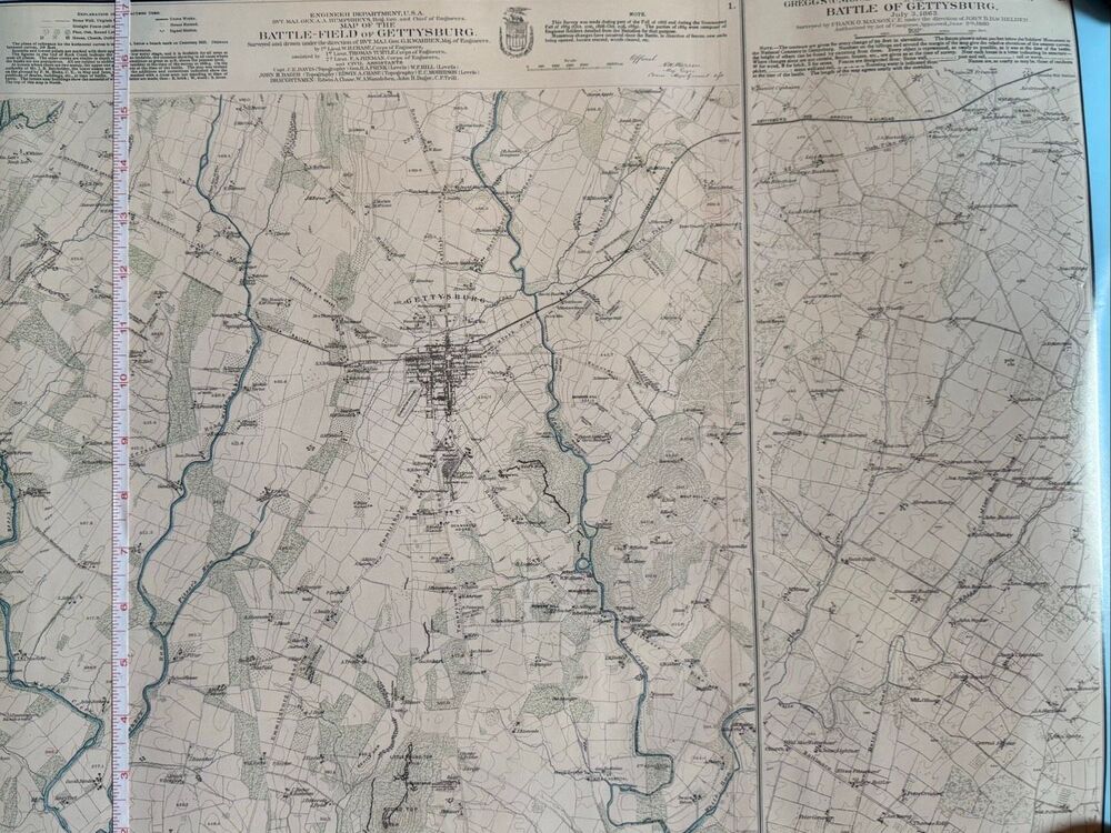 Battle of Gettysburg Repro of the 1868 US Army Corps of Engineers Battlefield Su
